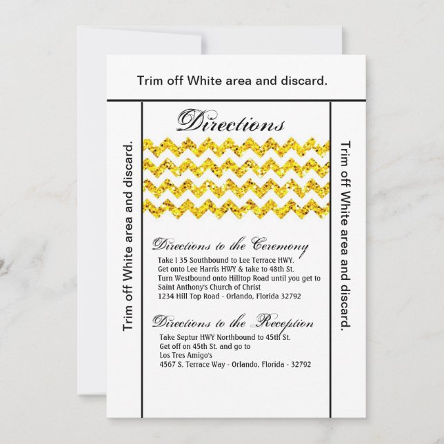 Invitation 3.5x6 Directions Card Yello Parties scintillant Ch (Devant)