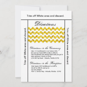 Invitation 3.5x6 Directions Card Yello Parties scintillant Ch