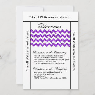 Invitation 3.5x6 Parties scintillant Purpl  Chevron Bande
