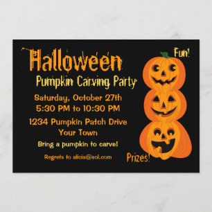 Invitation 3 Citrouilles d'Halloween