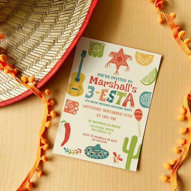 Invitation 3-Esta Mexicain à thème garçons 3e fête d'annivers (Créateur téléchargé)