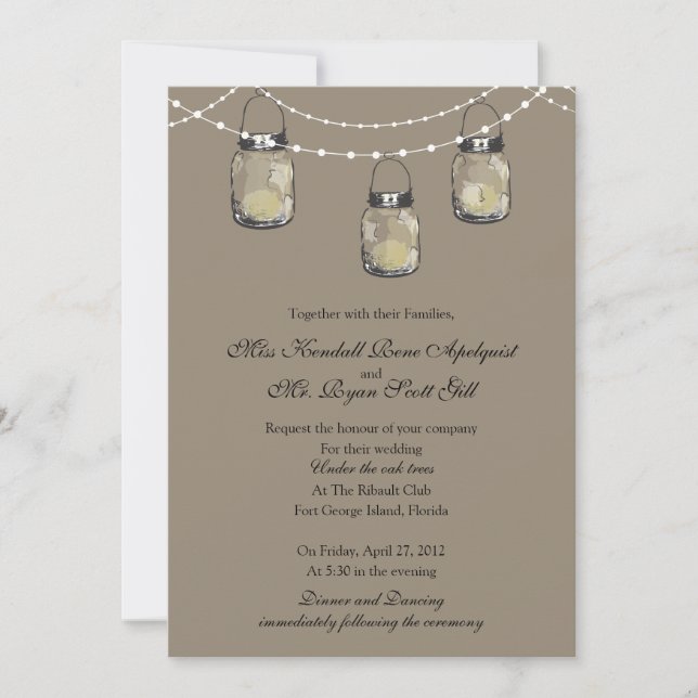 Invitation 3 jarres Mason pendantes - Mariage (Devant)