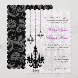 Invitation 3 lustres noirs Shadow Mariage damassé