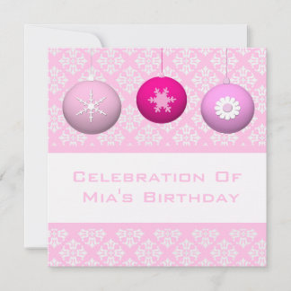 Invitation 3 Ornements Pink Flower