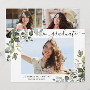 Invitation 3 Photo Eucalyptus Verdure Fête de Remise de Diplô