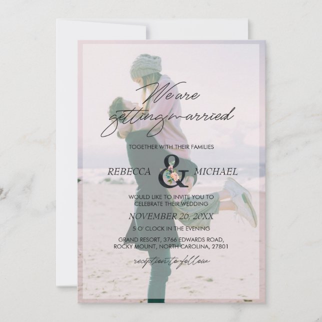 Invitation 3 Photo Florale Esperluette Nous nous marions (Devant)
