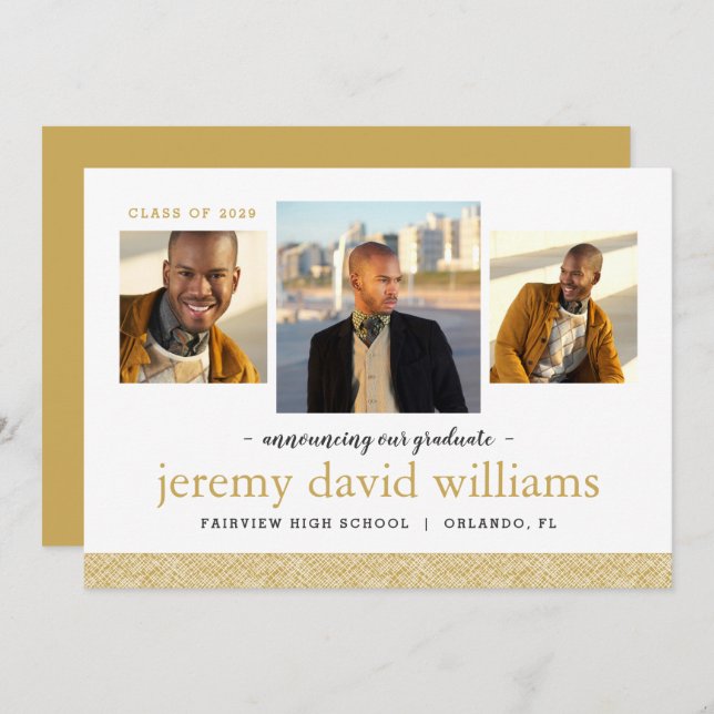 Invitation 3 Photo Graduation Announcement (Devant / Derrière)