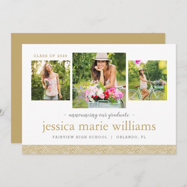 Invitation 3 Photo Graduation Announcement (Devant / Derrière)