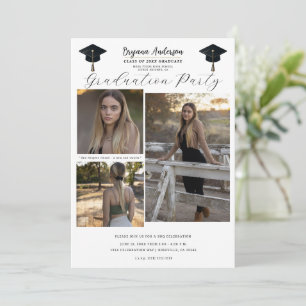 Invitation 3 Photos d'images Graduation BBQ Moderne Minimalis