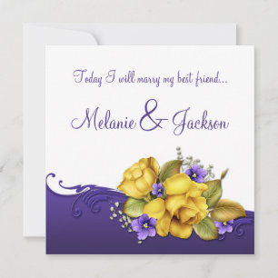 Invitation #3 Roses Jaunes Pantalons Violets Mariage