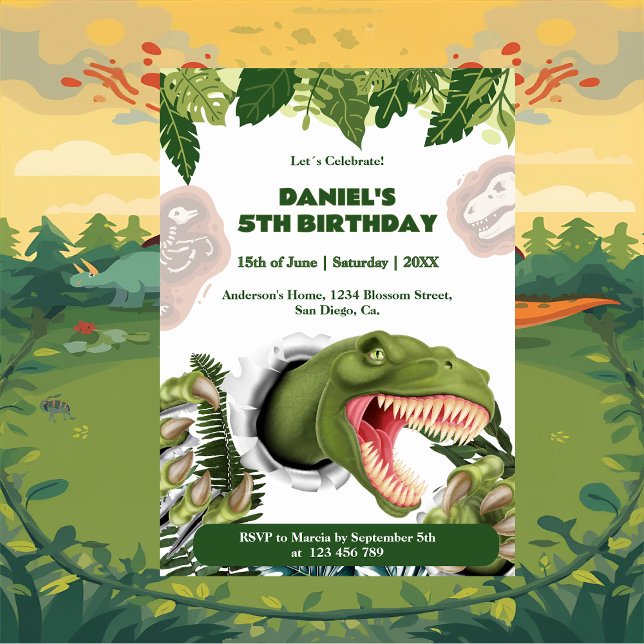 Invitation 3D Dinosaur Birthday (Créateur téléchargé)