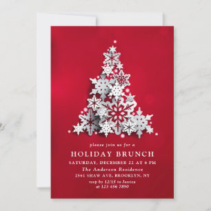 Invitation 3D Élégants Snowflakes Noël VACANCES BRUNCH