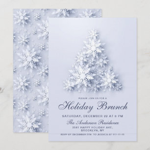 Invitation 3D Élégants Snowflakes NOËL VACANCES BRUNCH