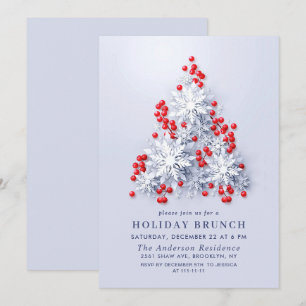 Invitation 3D Élégants Snowflakes NOËL VACANCES BRUNCH