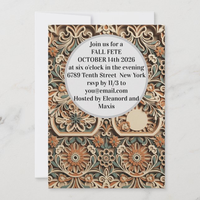 Invitation 3D Layered Paper Cut Boho Wildflower Invite (Devant)