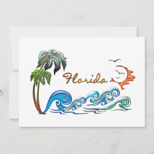 Invitation 3d Palmiers, vagues et FLORIDE DE DÉCHETS