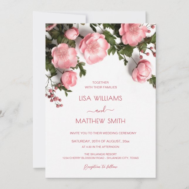 Invitation  3D Roses Wildflowers Wedding (Devant)