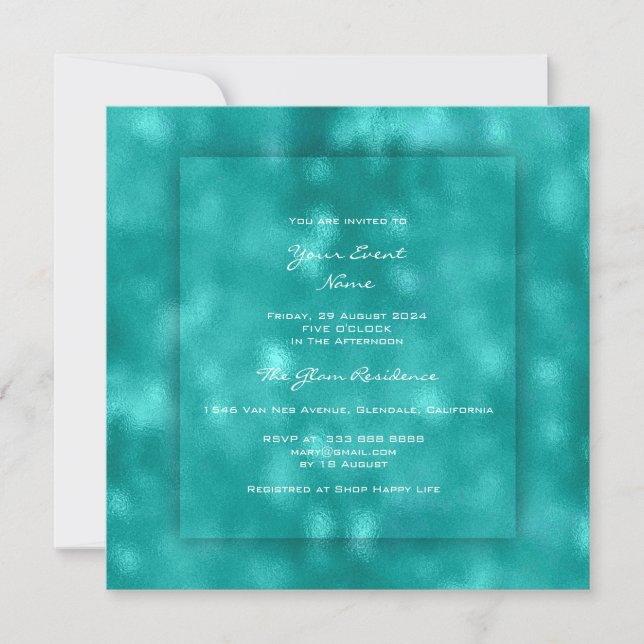 Invitation 3D Turquoise Aquatique Tiffany Urban Beach Ocean G (Devant)