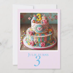 Invitation 3e ANNIVERSAIRE DE LA FÊTE DE GÂTEAU