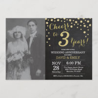 3e anniversaire de mariage tableau noir et or