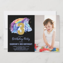 3e Rainbow Unicorn photo d'anniversaire