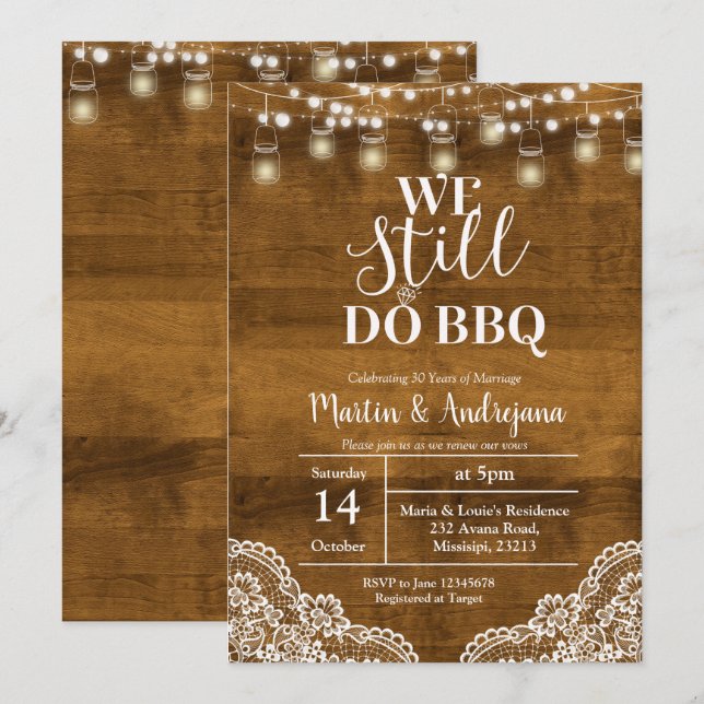 Invitation 40 ans de mariage en dentelle Nous faisons toujour (Devant / Derrière)