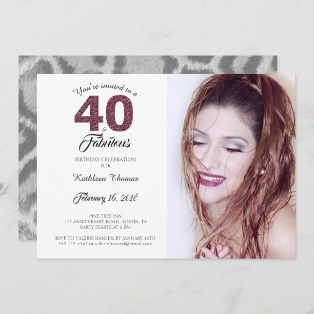 Invitation 40 ans et fabuleuse photo du 40e anniversaire du p (Devant / Derrière)