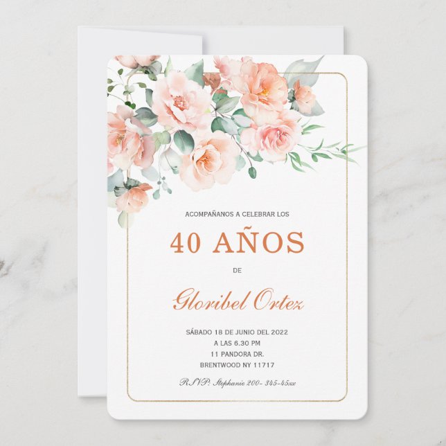Invitation 40 Ans Femme (Devant)