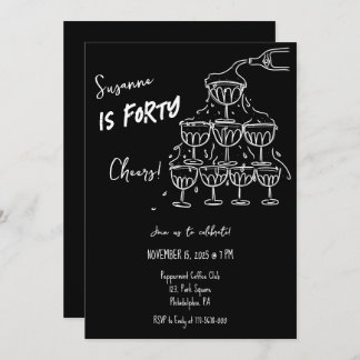 Invitation 40 ans Fs Anniversaire Champagne tour funky