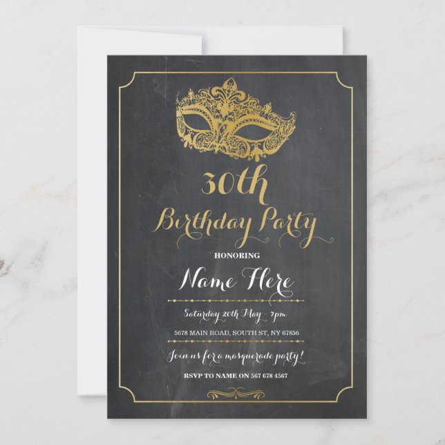 Invitation 40 de masque d'or de fête (Devant)