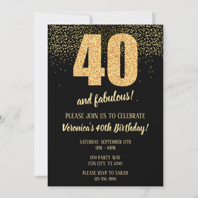 Invitation 40 Et fabuleux Noir et Or 40e (Devant)