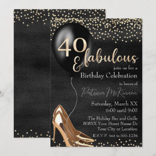 Invitation 40 et fabuleux talons d'or haut sur noir