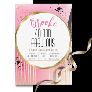 Invitation 40 et Fabulous rose noir Abstrait 40e anniversaire