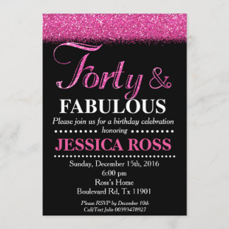 Invitation 40 et parties scintillantes fabuleuses de rose