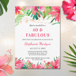 Invitation 40 & Fabuleux Anniversaire Tropical Lights Hawaiia