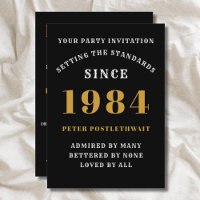 40e Anniversaire 1984 Noir Or Personnalisé Pour Lu