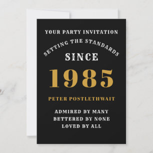 Invitation 40e anniversaire 1985 Black Gold Personnalisé Pour