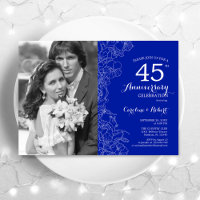 40e Anniversaire Avec Photo Sapphire Blanc Floral