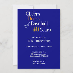Invitation 40e Anniversaire Baseball Cheers Bières Fête Moder