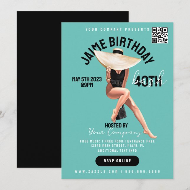 Invitation 40e anniversaire Bash Event Club Style Flyers B (Devant / Derrière)