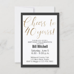 Invitation 40e anniversaire Black Gold Parties scintillant mo