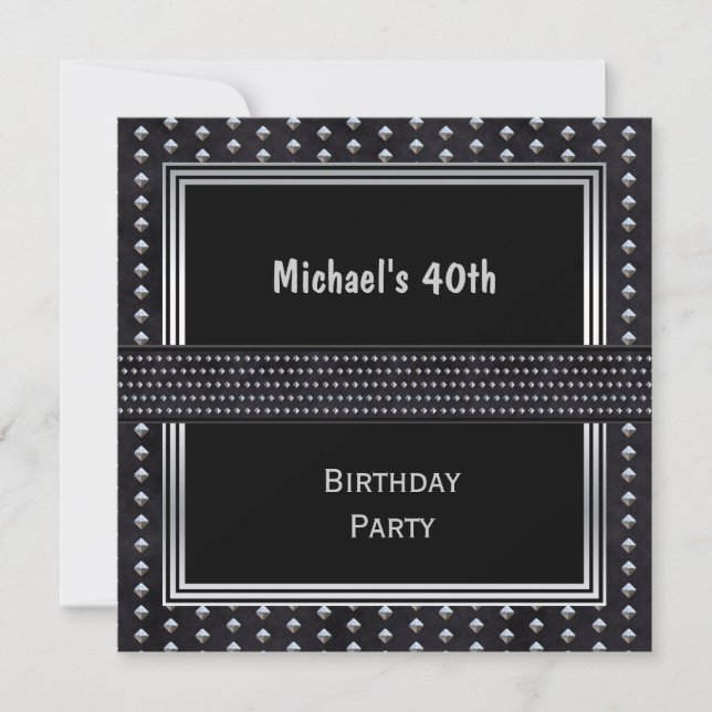 Invitation 40e anniversaire Black Silver Studs (Devant)