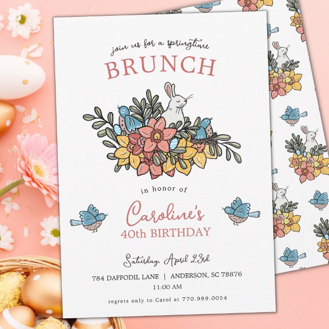Invitation 40e anniversaire Brunch Printemps (Créateur téléchargé)