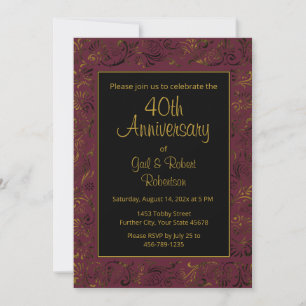 Invitation 40e anniversaire Burgundy Gold Photo