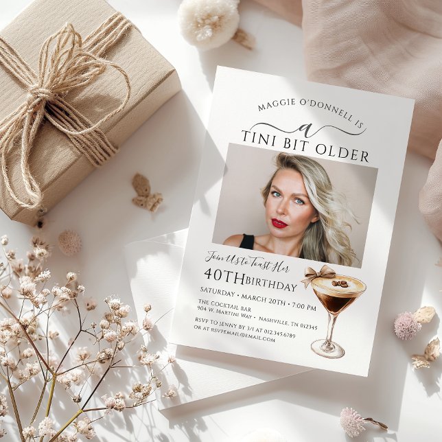 Invitation 40e anniversaire de fête Photo Espresso Martini (Créateur téléchargé)