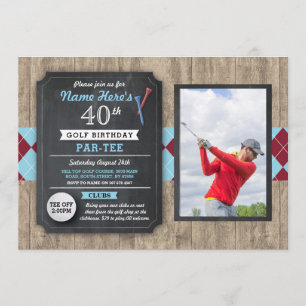 Invitation 40e anniversaire de la fête Golf Ball Photo Invita