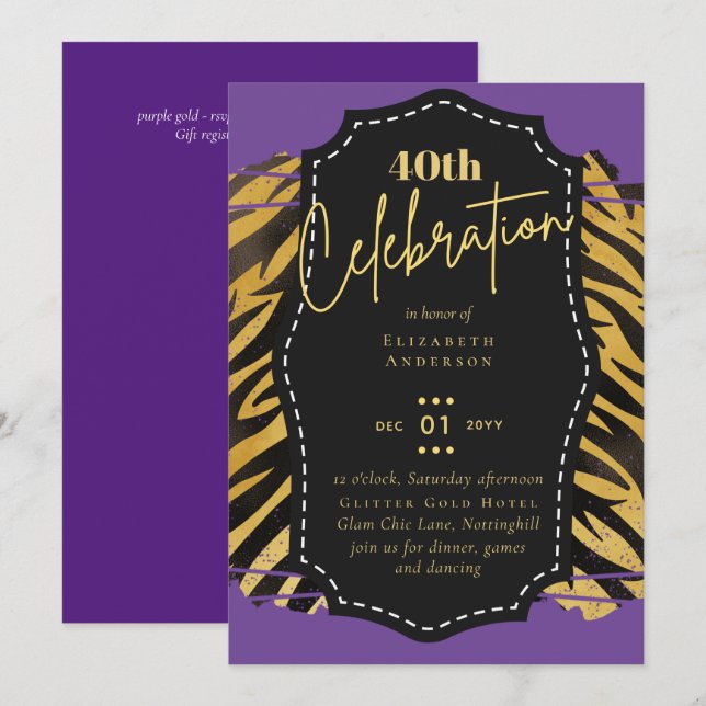 Invitation 40e anniversaire de la Parties scintillant Poster  (Devant / Derrière)