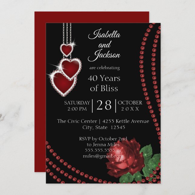 Invitation 40e Anniversaire de la Rose Rouge Rubis (Devant / Derrière)