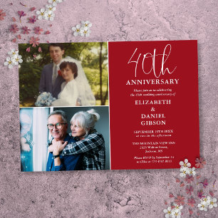 Invitation 40e anniversaire de mariage alors et maintenant 2 