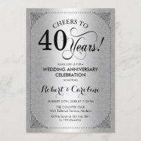 40e anniversaire de mariage - Damassé noir argenté